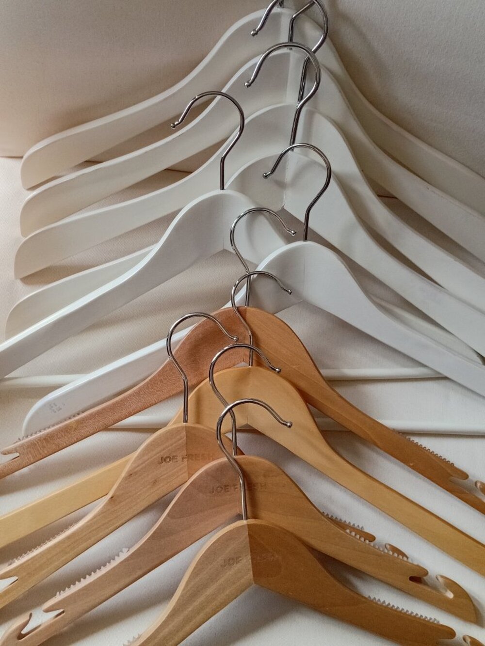 Solid Wood Hangers Natural & White Lot Of 11